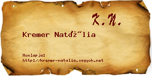 Kremer Natália névjegykártya