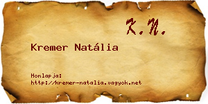 Kremer Natália névjegykártya